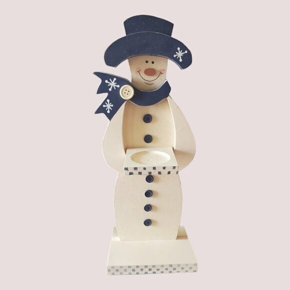 unbranded Other - Snowman candle holder wood handprinted